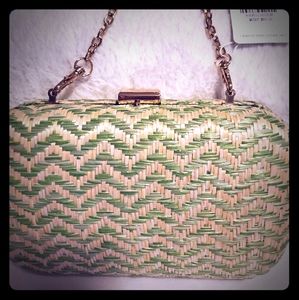 Mint and tan clutch/crossbody purse